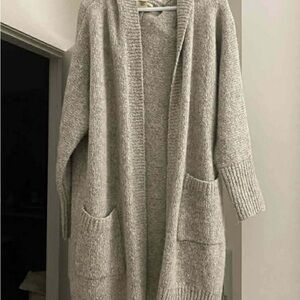 Open-Front Long Knit Cardigan - Light Gray Jessica Simpson